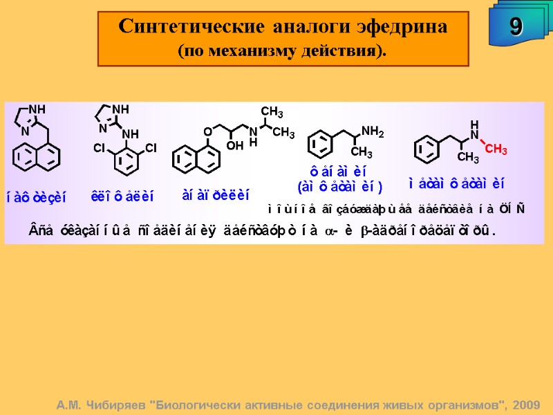 Синтетические аналоги эфедрина (по механизму действия). 9 А.М. Чибиряев 